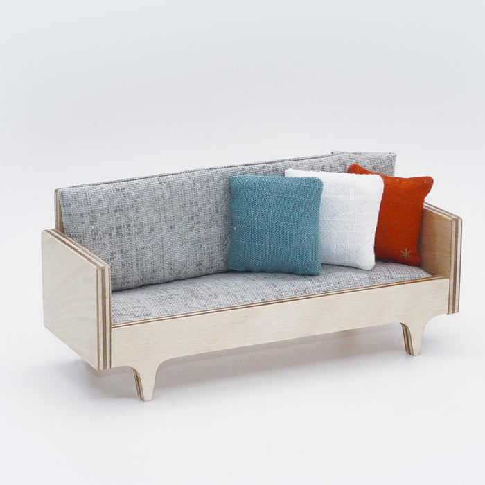 Dollhouse Miniature Oxford Sofa | Natural, White, Taupe Grey