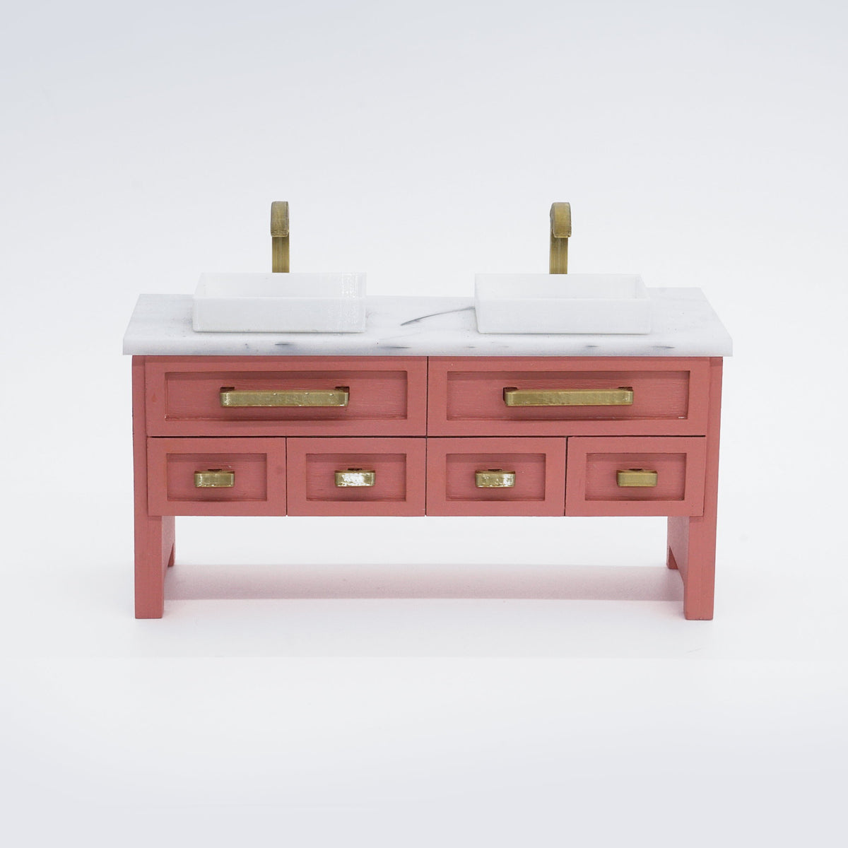 Dollhouse Miniature Minterior Double Vanity | Marble Countertop
