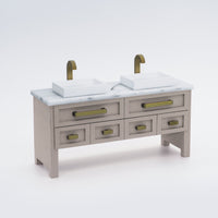 Dollhouse Miniature Minterior Double Vanity | Marble Countertop