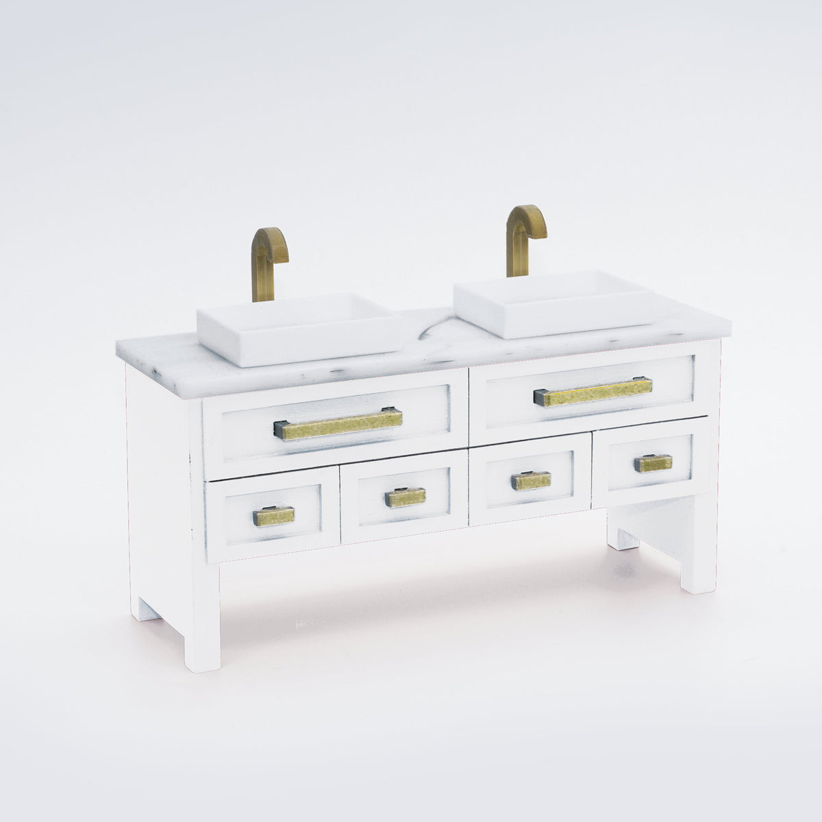 Dollhouse Miniature Minterior Double Vanity | Marble Countertop
