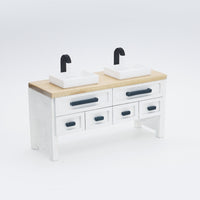Dollhouse Miniature Minterior Double Vanity | Wood Countertop