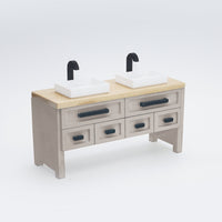 Dollhouse Miniature Minterior Double Vanity | Wood Countertop